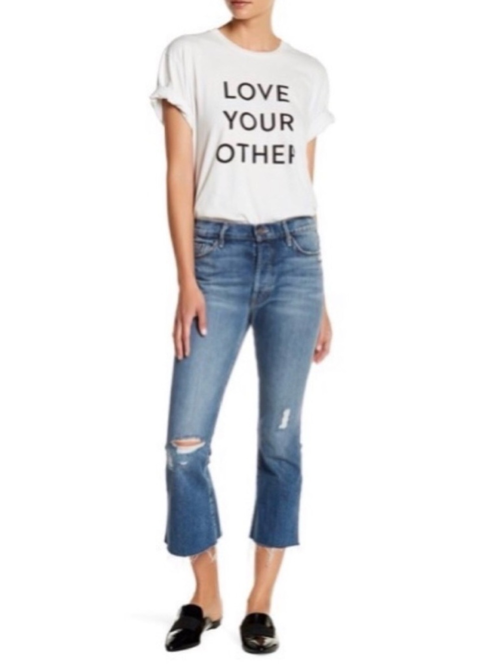 Mother Nomad Crop Fray Blue Denim Size 25